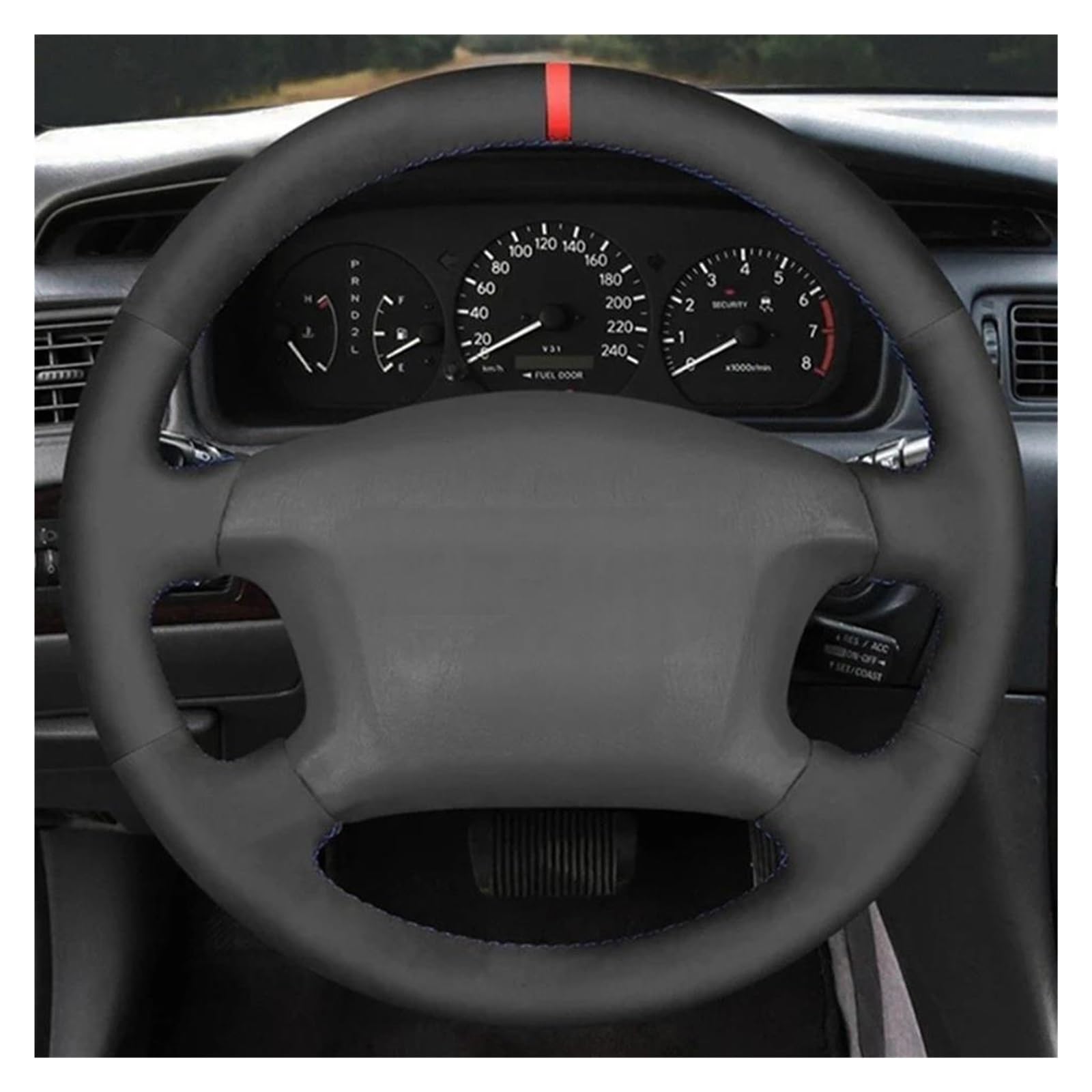 Lenkradabdeckung Schwarz Wildleder Leder Geflecht Auto Lenkrad Abdeckung Für Toyota Für Sienna Für Tundra 1998-2003 Lenkrad Bezug Auto(Hellblau)
