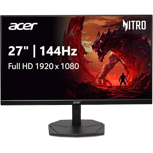 Acer Nitro 27” Gaming Monitor | Full HD 1920 x 1080 | IPS | ZeroFrame | AMD FreeSync | 144Hz Refresh Rate | 1ms (VRB) | sRGB 99% | 1 x Display Port 1.2 and 1 x HDMI 1.4 | KG271 P6bip