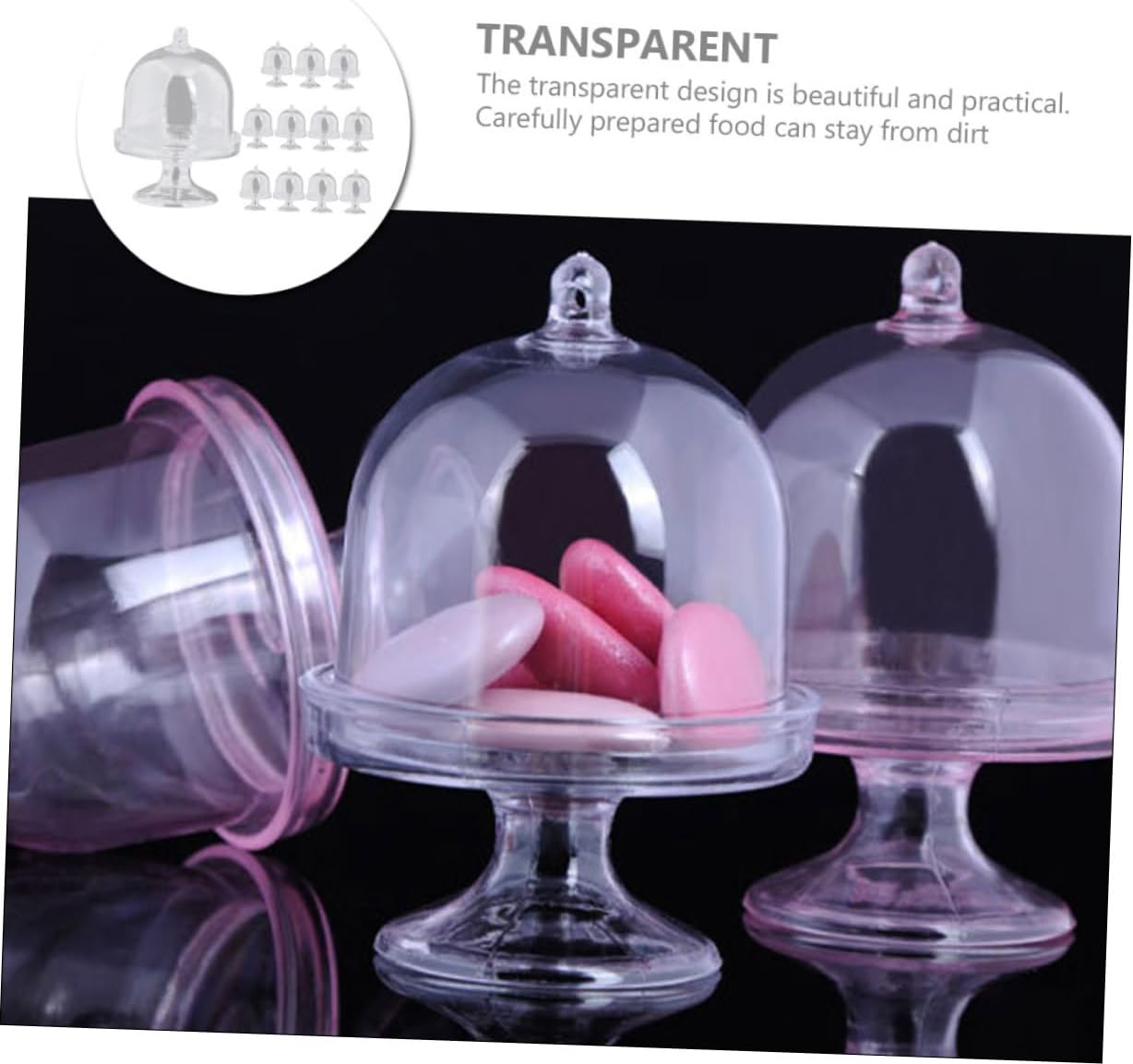 Toyvian Candy Boxes 12pcs Plastic Dome Tray for Wedding Xmas
