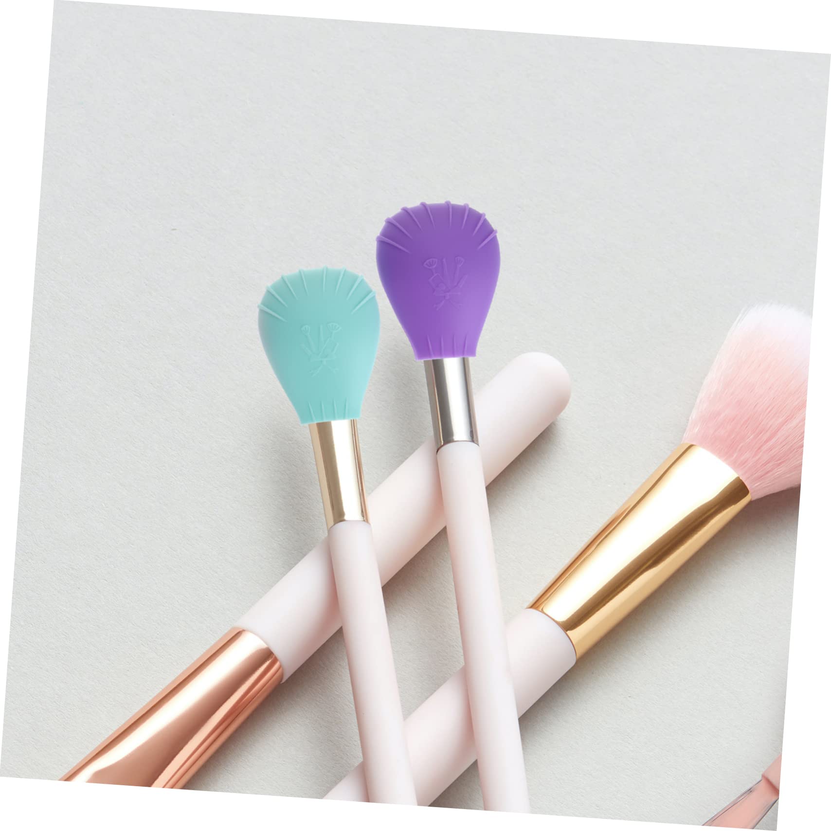 POPETPOP 5 Juegos De Brochas De Maquillaje Con Detalles Fundas De Silicona Para Brochas De Viaje 3 Unidades X 5