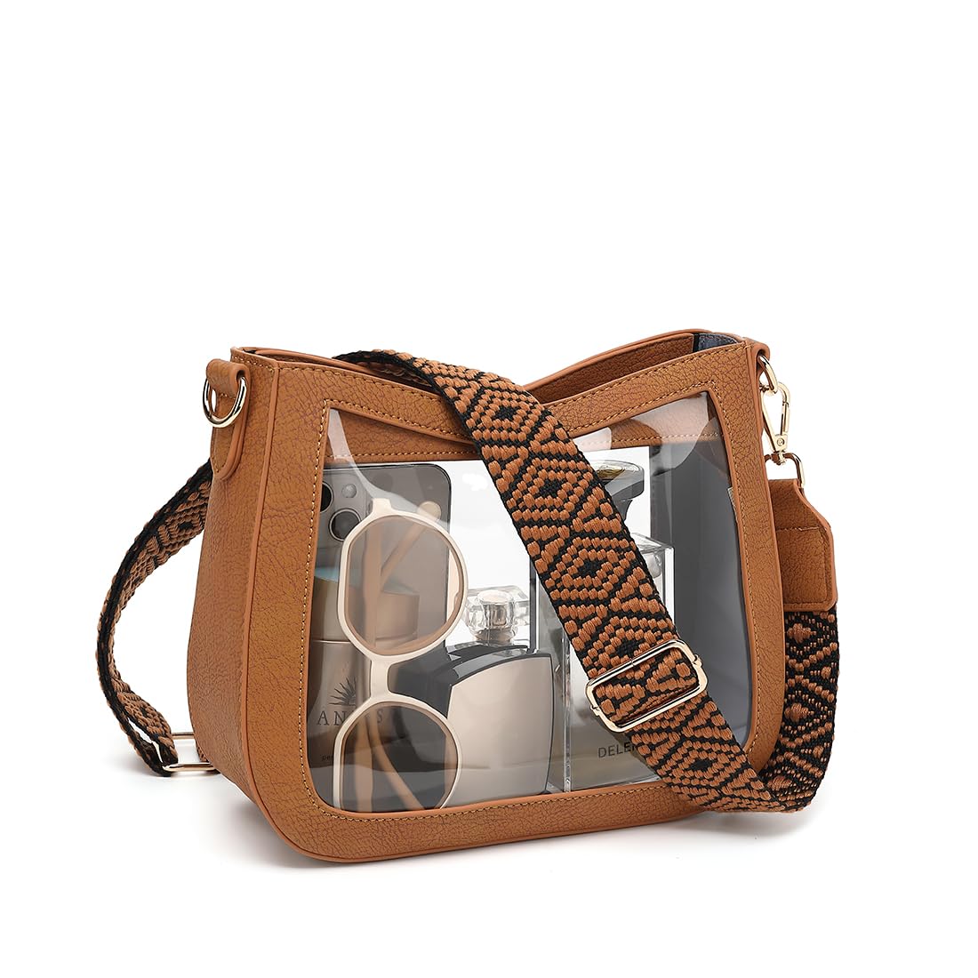 LOXOMU Clear Crossbody Bags Stadium Approved, Clear Purses with Guitar Strap Clear bag for Stadium Events, Concerts