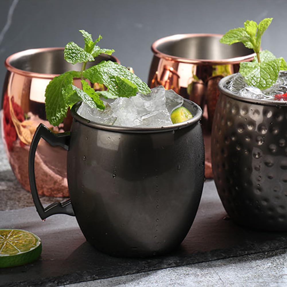 Bicchiere Moscow Mule In Rame Martellato – 530 Ml, Acciaio Inox Per Cocktail E Bevande Fredde