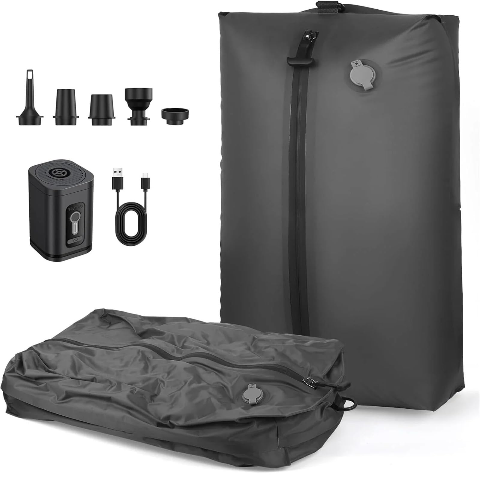 Bolsas vacio Bolsa de almacenamiento de ropa reutilizable con bomba de aire de 17L, mochila de compresión de viaje, bolsa de equipaje para Equipaje(1 bag 1 pump black)