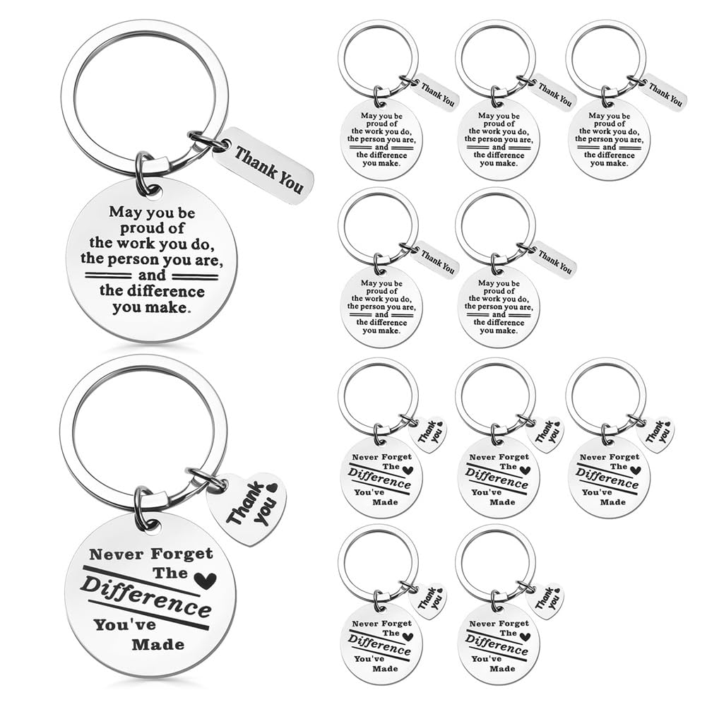 CTRLZS 12 Pcs Keychain Appreciation Gifts Women Inspirational Keychain for Coworker Employee Farewell