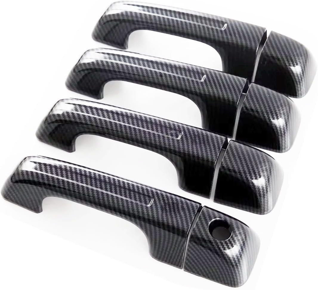 Exterior Door Handle Covers Compatible with Dodge Ram 1500 TRX 2023 2022 2021 Outdoor Handle Trim Exterior Car Accessories ABS 8PC(Carbon Fiber Style,Without Smart Key Hole)
