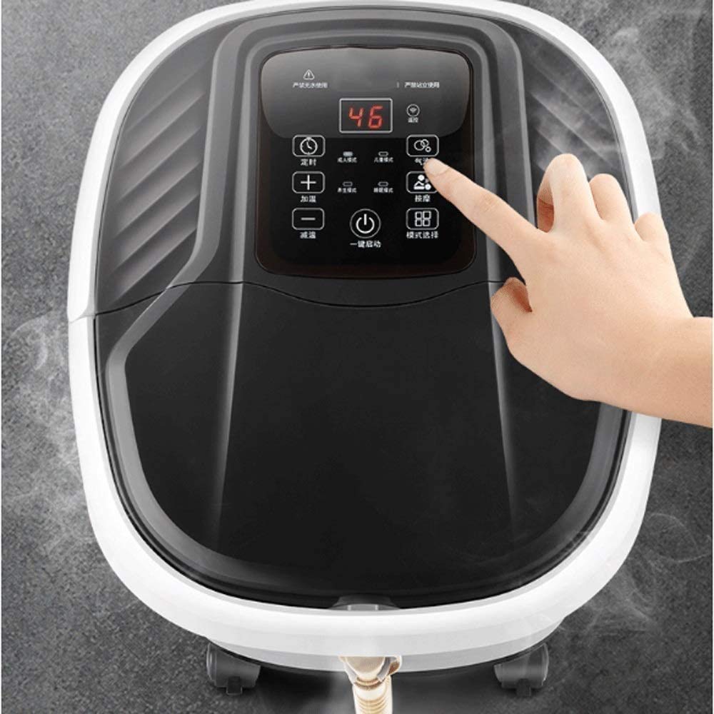 Masajeador de Baño de Calor para Spa de Pies con Calor, Burbujas, Puntos de Masaje con Rodillo Shiatsu, Ahorro de Energía de Conversión de Frecuencia, Temperatura de Tiempo Ajustable, Tubería de Drena