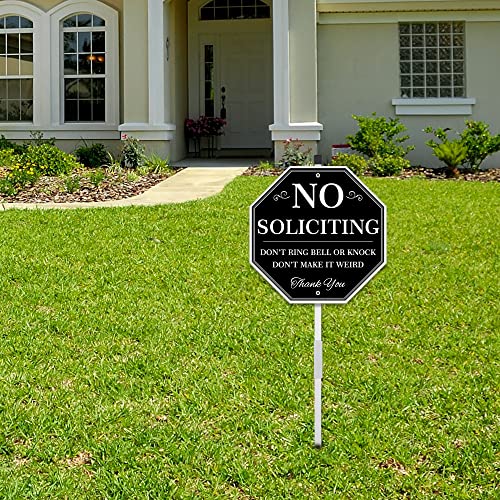Uflashmi No Soliciting Yard Sign, No Soliciting Sign For House Yard With Stake, 10” X 28”, Metal #TOP3
