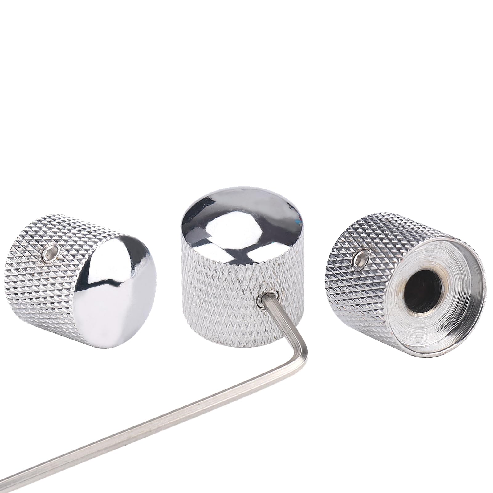 Gutahare 3Pcs Metal Chrome Guitar Volume Tone Knobs Silver Dome Speed Control Guitar Knob for Fender Strat Telecaster Gibson Les Paul Guitar Bass Accessories (Chrome)