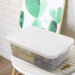 14 Quart Plastic White Storage Box Bin Container with Lid, 2 Packs