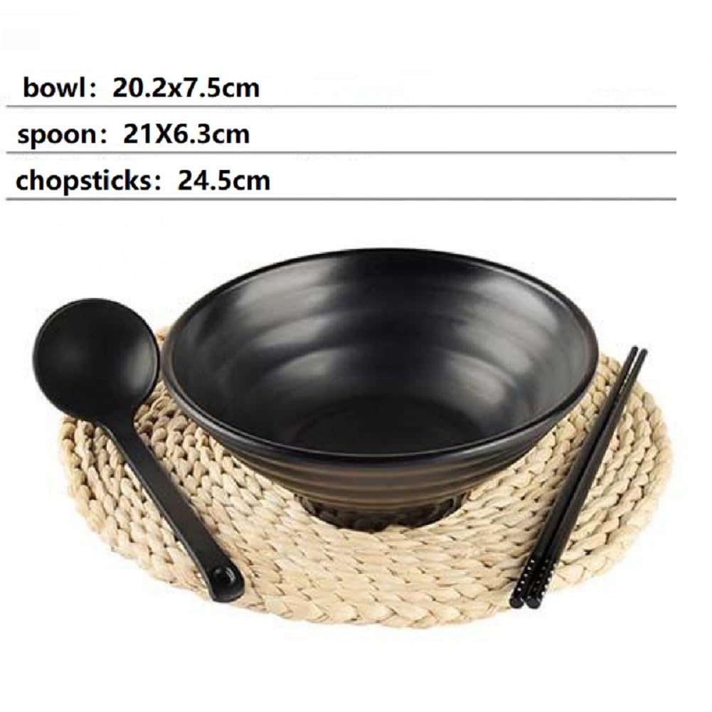 Zestaw misek Ramen – japońska miska do zupy, 1150 ml, z łyżką i pałeczkami, 18-częściowy zestaw do mycia w zmywarce, do makaronu, Udon, Pho, azjatyckiego makaronu
