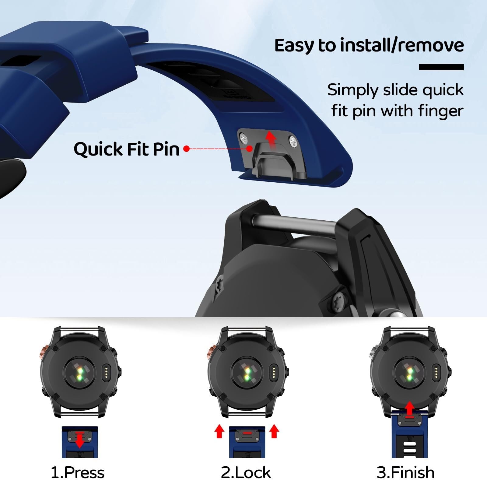 RORFFK 22mm Watch Band for Garmin Fenix 7 Pro/Fenix 7/Fenix 6/Fenix 6 Pro/Fenix 5/Epix Pro 47mm, 22mm Silicone QuickFit Replacement Bands for Garmin Forerunner 965/955/945/935(Sapphire Black)