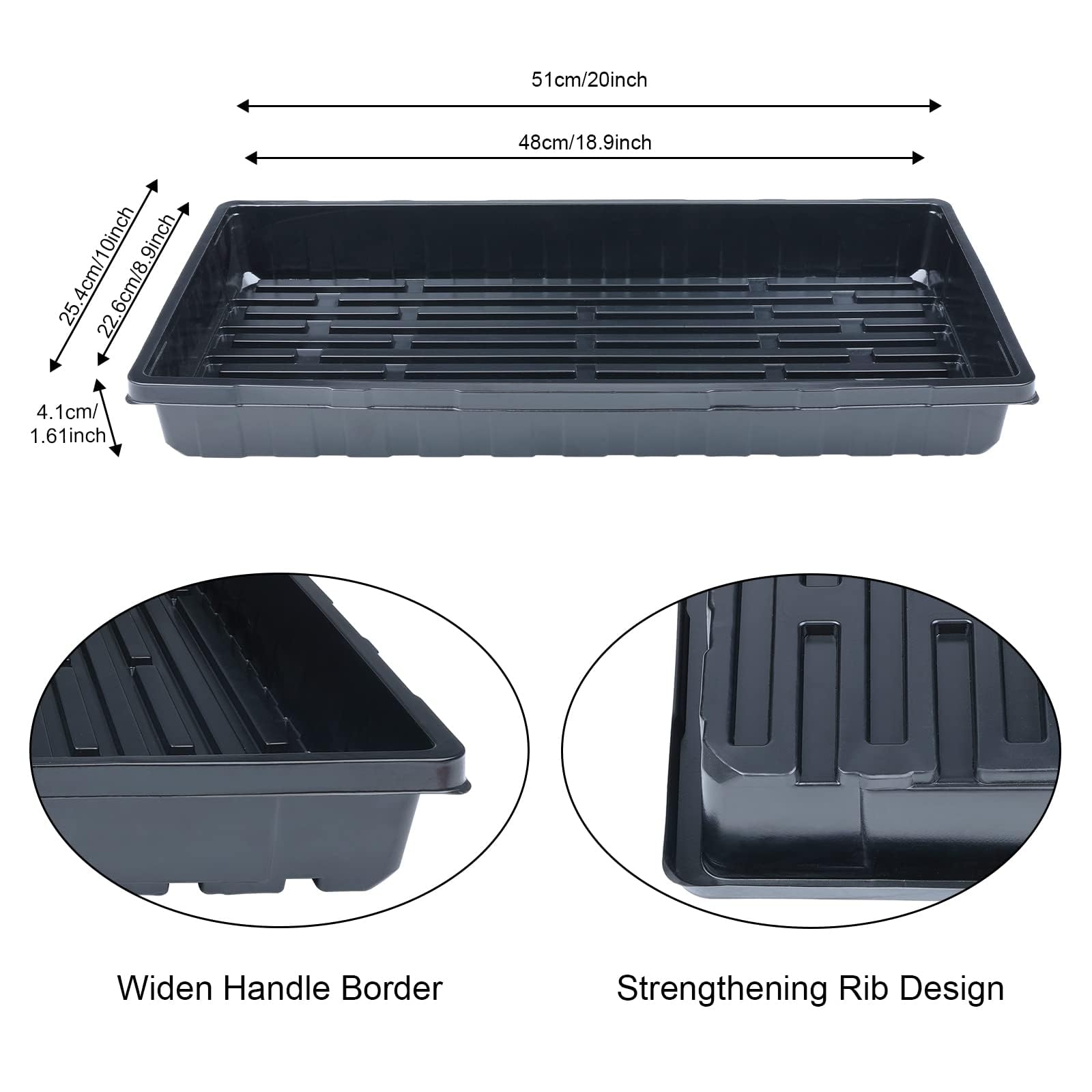 5 Stück Anzuchtplatten Pflanzen Schwarz 54 x 28 cm Anzuchtschalen Pflanzschalen Ohne Abflusslöcher für Pflanzenkeimung Microgreens Hydroponic Application