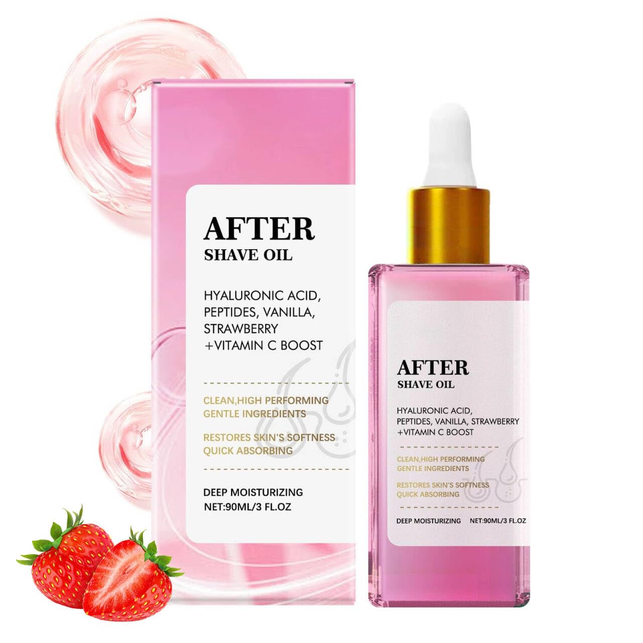 Strawberry Vanilla After Shave Oil women for Smooth Skin, Soft After Shave Oil Prevent Ingrown Hairs Dryness Suitable for All Akin Types