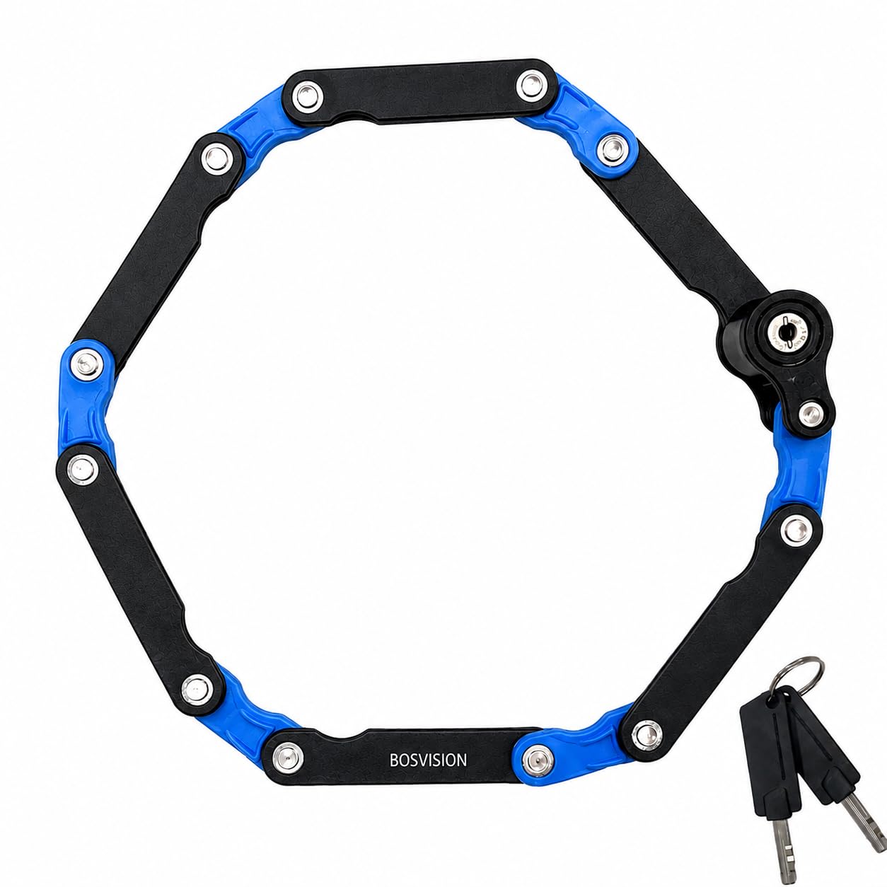 Bosvision Antivol de Vélo Pliable avec 2 clés de Cylindre et Support de Montage (Porte-bidons)