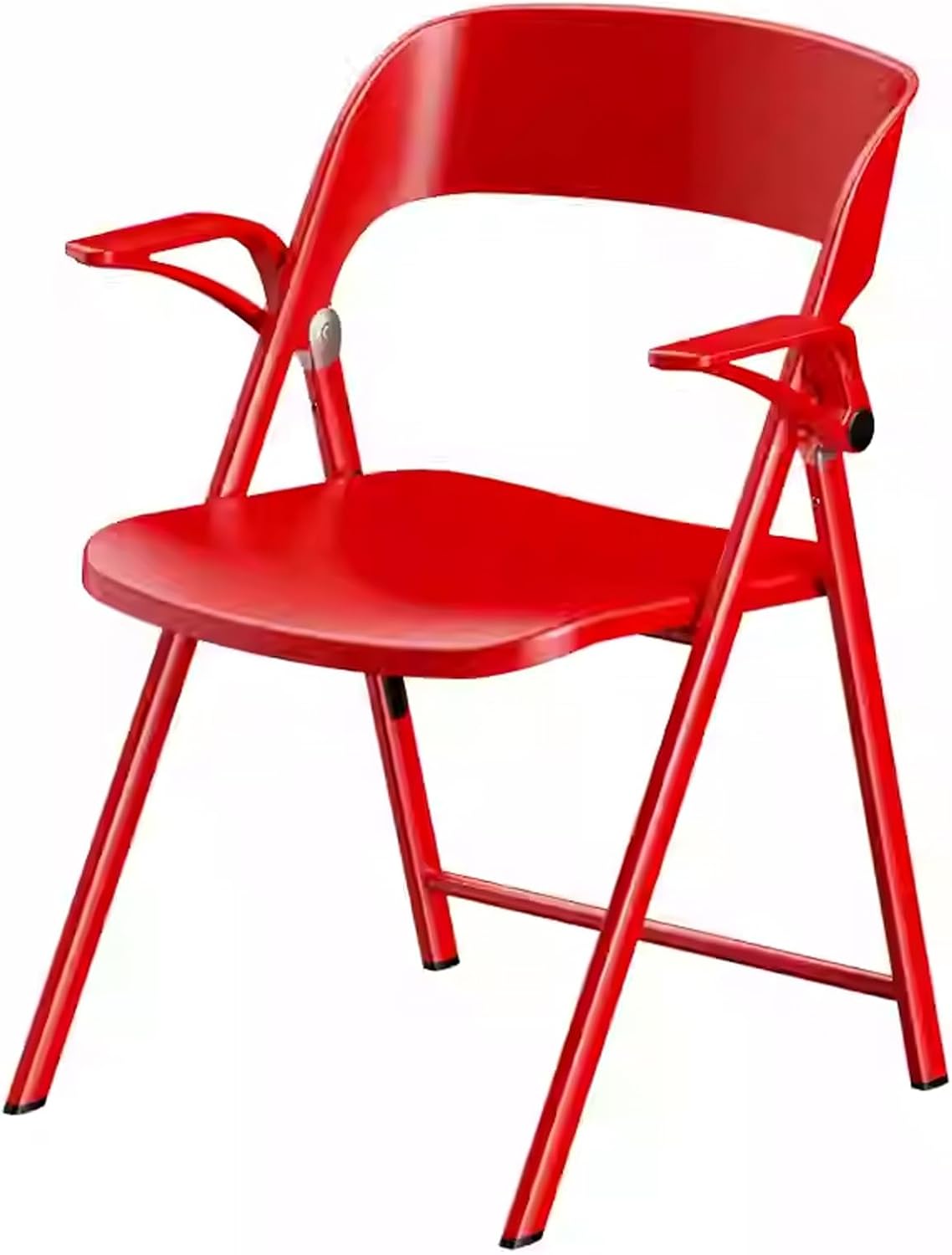 Folding Chair with Armrests, Heavy-Duty Carbon Steel Frame Multi-Functional Stool for Office, Kitchen, Living Room, Supports 150kg Weight Capacity(Red)