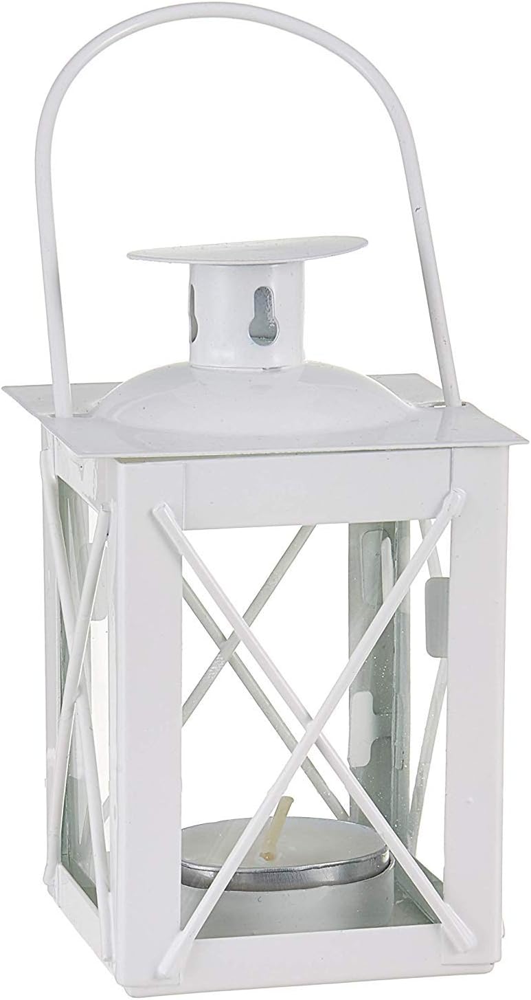 Kate Aspen Luminous Metal Mini Lanterns, Vintage Teal Light Candle Holders, White