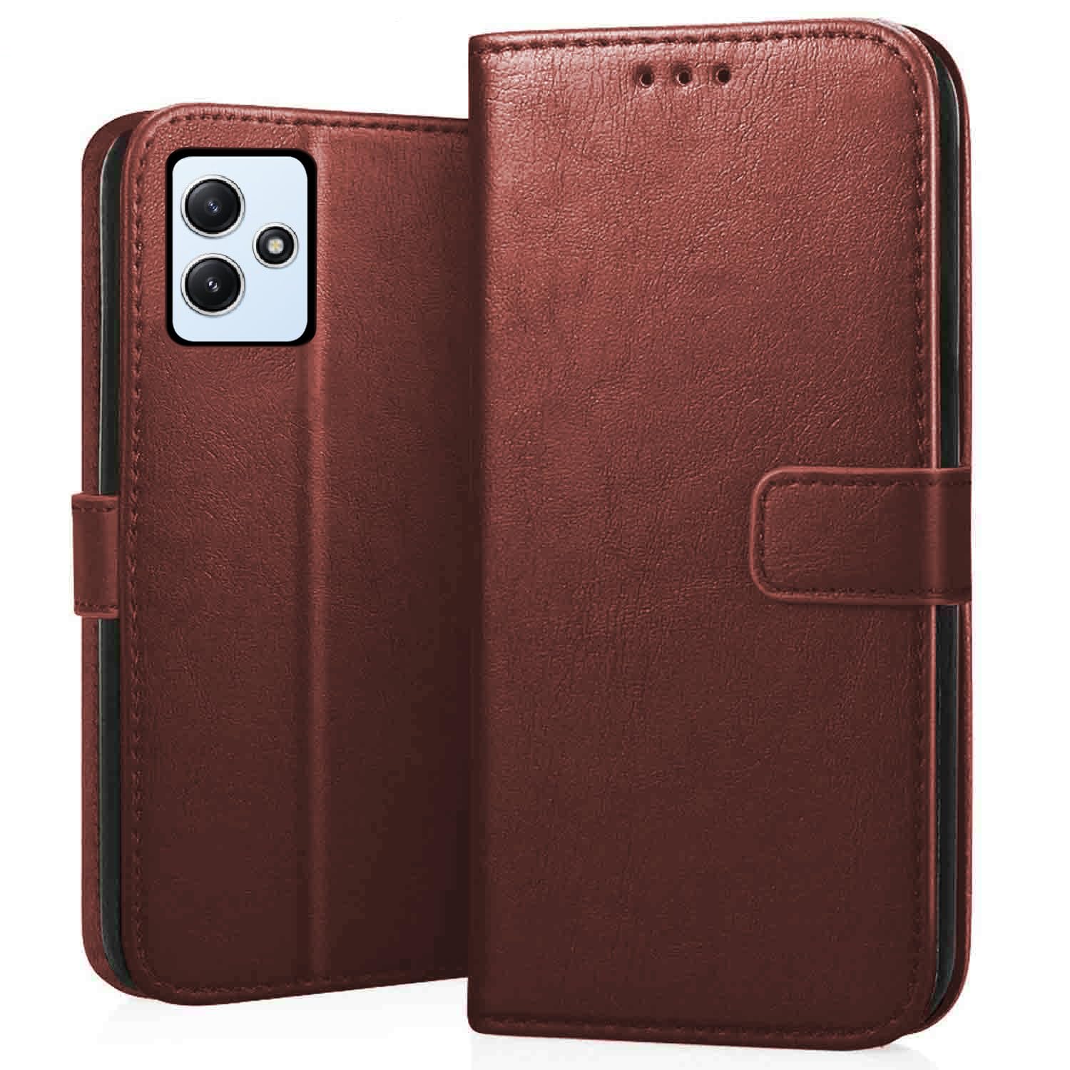 CEDO Redmi 12 (5G) / Poco M6 Pro (5G) Flip Cover | Leather Finish | Inside Pockets & Inbuilt Stand | Shockproof Wallet Style Magnetic Closure Back Case Flipcover (Brown) (B0CCY5FWVG) Amazon Price History, Amazon Price Tracker