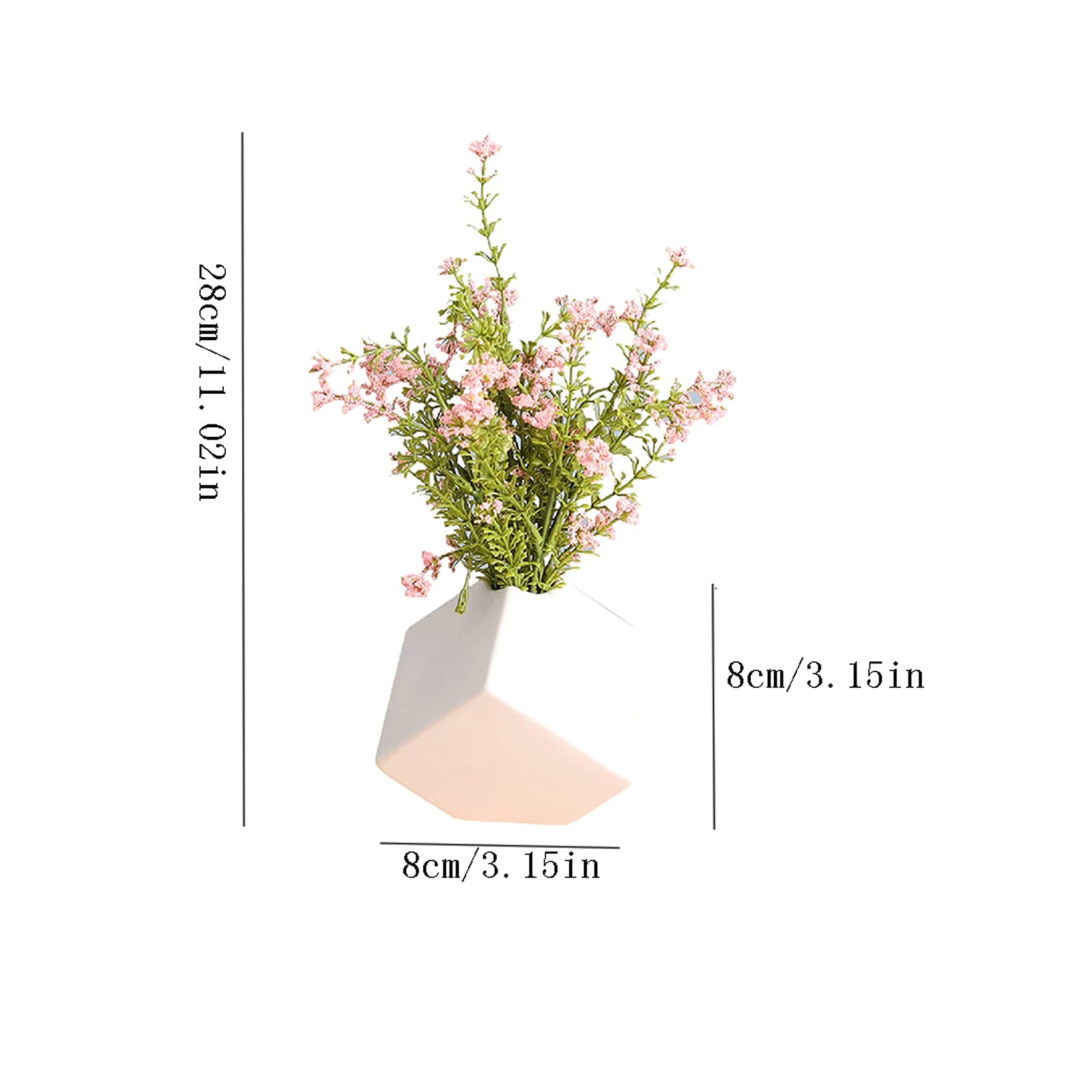 bouquet fiori artificiali Fiore artificiale con vaso bianco, 11.02 pollici Pianta di lavanda artificiale rosa, foglie di seta faux per arredamento per la casa (interno / esterno) pianta artificiale