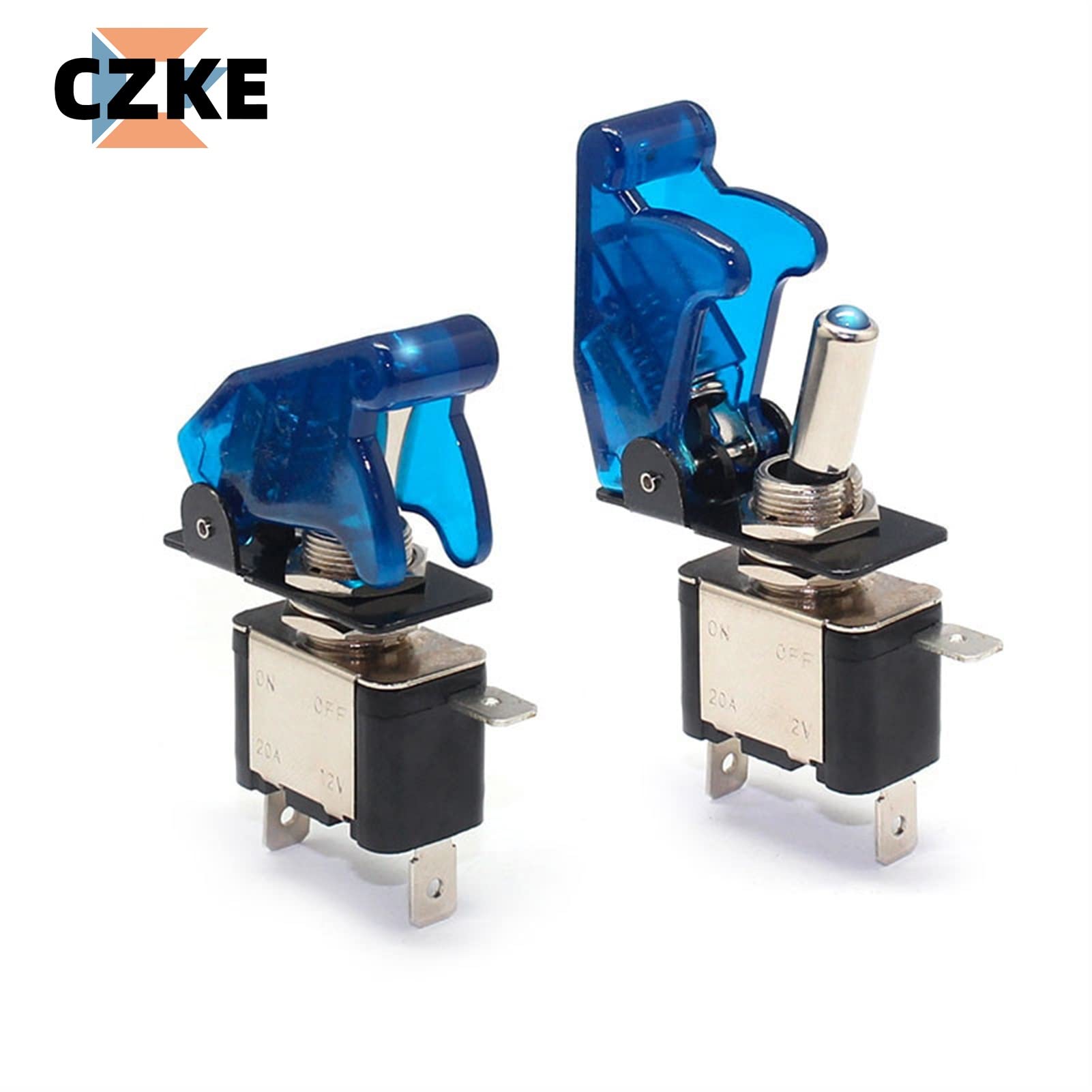 Lot de 10 interrupteurs à bascule à LED pour voiture, bateau, camion - Avec rabot de sécurité - 12 V 20 A (couleur : 2)