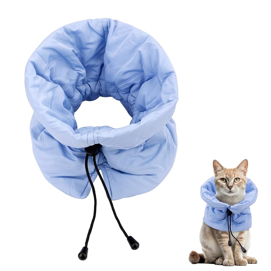 Amakunft Adjustable Cat Cone Collar Soft, Cat Recovery Collar, Cone For Cat After Surgery, Cat Neck Cone, Elizabethan Collar For Cat And Kitten (Donut M (Neck:6"-13