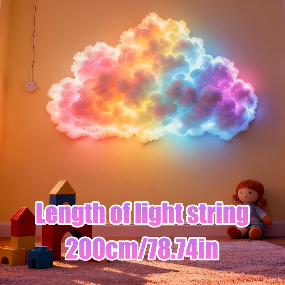 CEWROM DIY USB-Powered Thundercloud LED Light Decor, LED-Wolkenlicht Mehrfarbige Dynamische Beleuchtung mit 3D-Wolkeneffekt, Umgebungsraumdekoration für Zimmer Schlafzimmer Spielzimmer Party