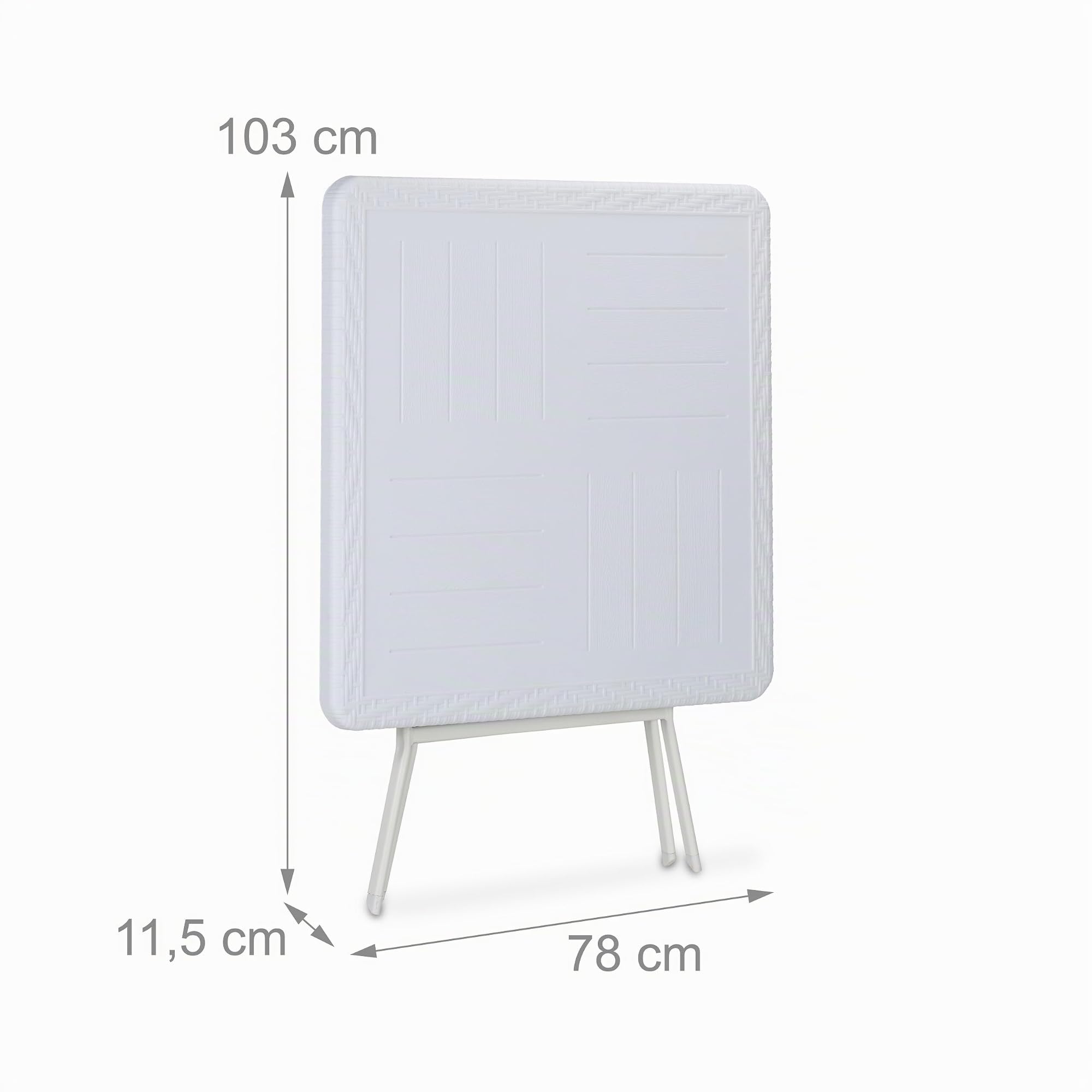Relaxdays Table de Jardin Pliante, carrée, HLP : 74x78x78 cm, Balcon, terrasse, Plastique et métal, Blanche