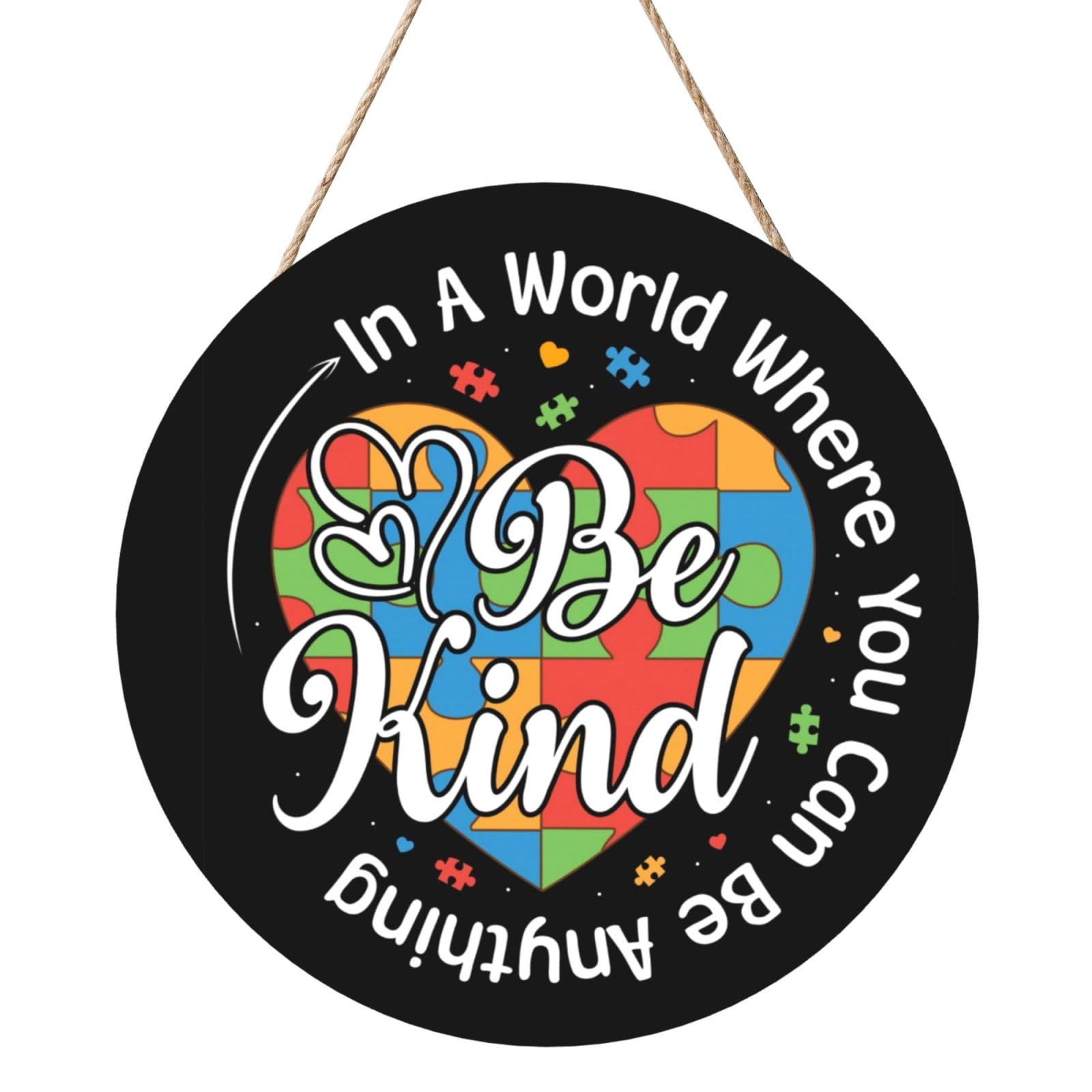Autism Awareness Month Door Signs Plaques Wood Welcome Sign For Front Door Wall Hanging For Home Farmhouse Office Classroom Party Decoration
