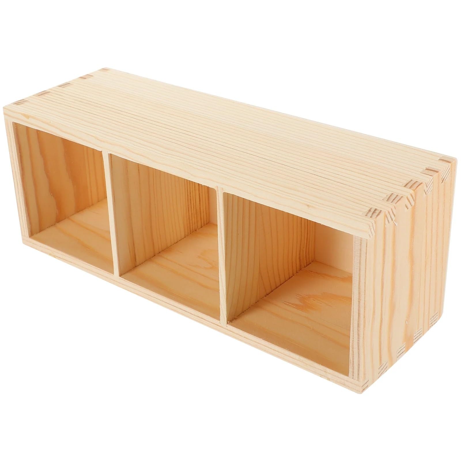 LPACXBYD Bamboo Pen Holder Wood Pen Holder Desktop Organizer Pine Material Smooth Surface Compartment Cup Makeup Brush Storage Box