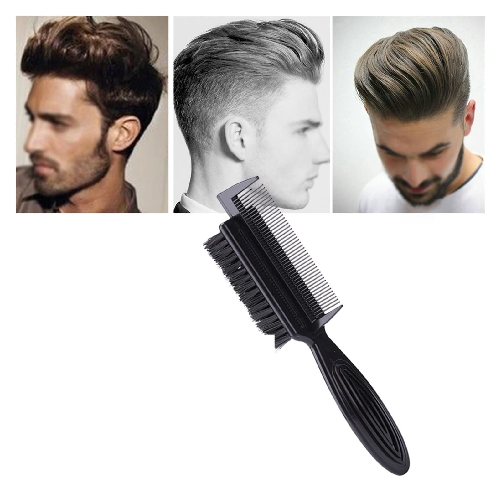 DieffematicSZ Grzebień Portable Trimming Comb Double Sided Small Brush Hair Cutting Cleaning Two In One Hair Shaving Comb Beard Brush