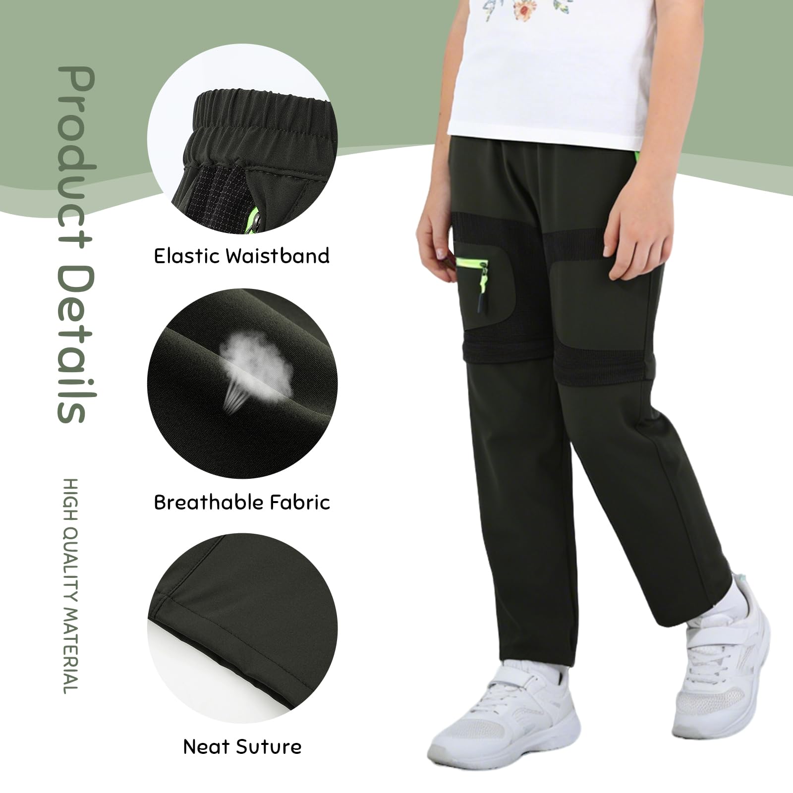 Kinder Wanderhose Jungen Mädchen 2-in-1 Zip Off Outdoor Trekking Hosen Sommer Schnelltrockner Hosen
