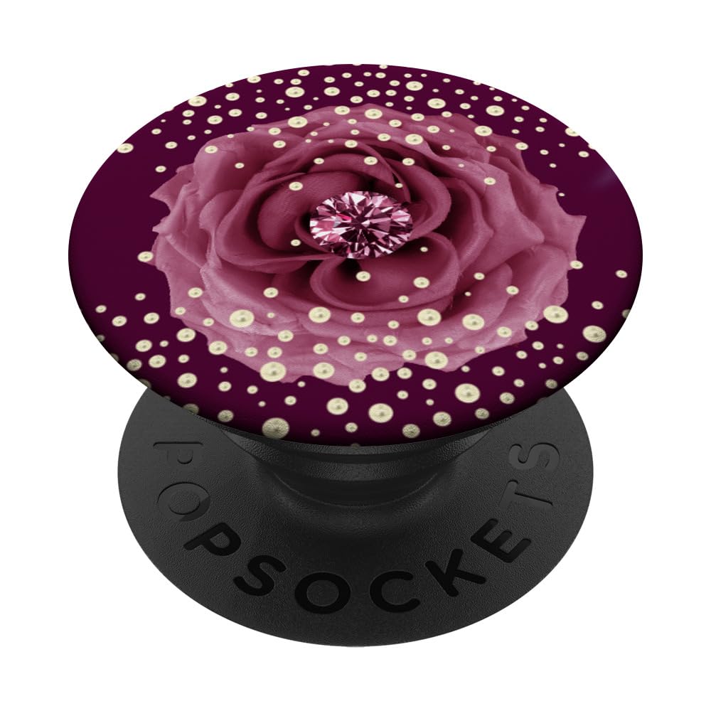 Maroon Flower On Burgundy Background Floral PopSockets Standard PopGrip