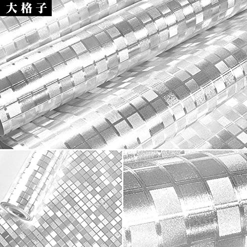 Papel pintado de mosaico de celosía de lámina de oro dorado plateado Papel tapiz tridimensional reflectante-5.3㎡ / roll_t