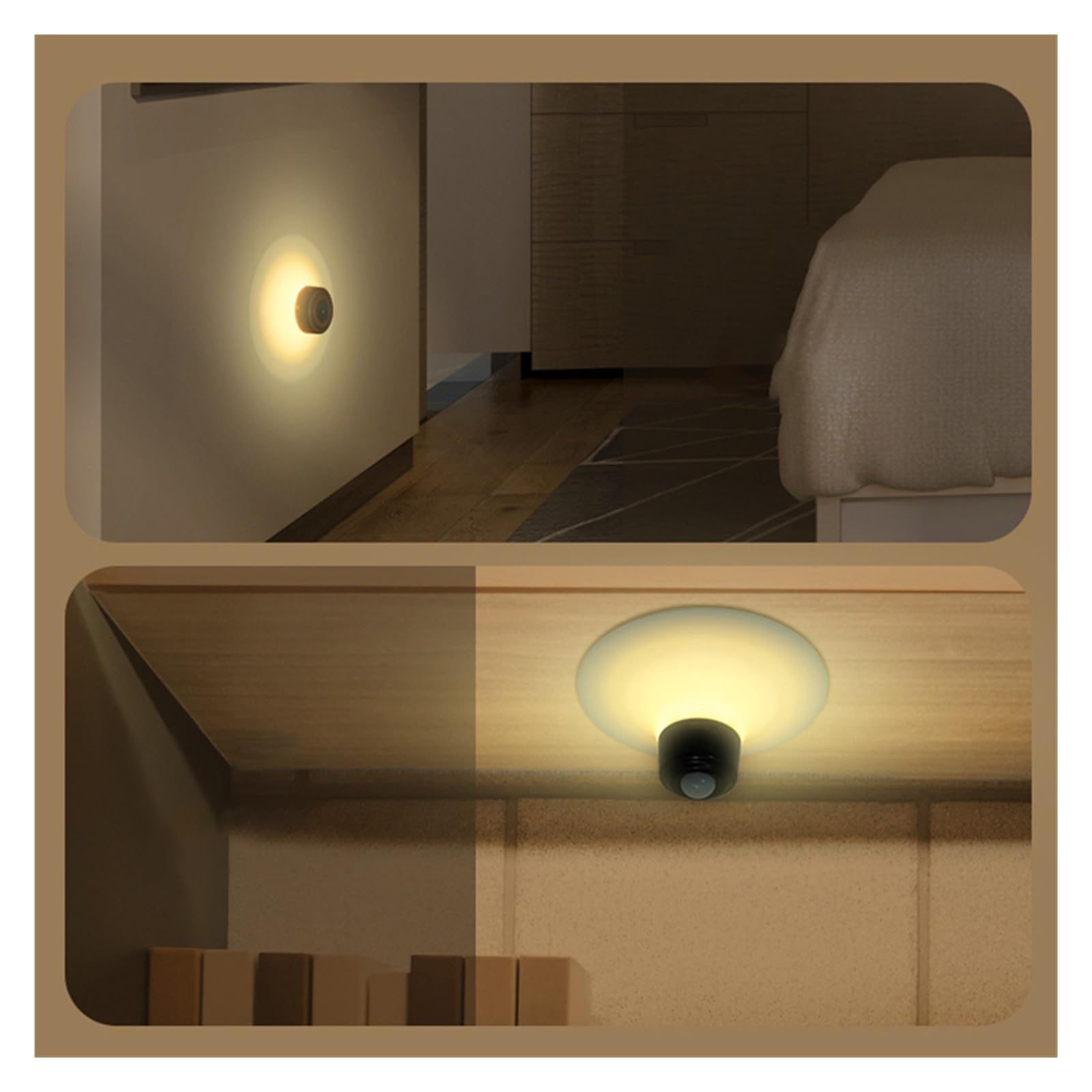 Oświetlenie Pod Szafką Lampka Nocna LED Szafki Czujnik Ruchu Na Schodach Z Przyssawką Sypialnia Łazienka Lampa Kuchenna Oświetlenie Wewnętrzne Czarny(2)