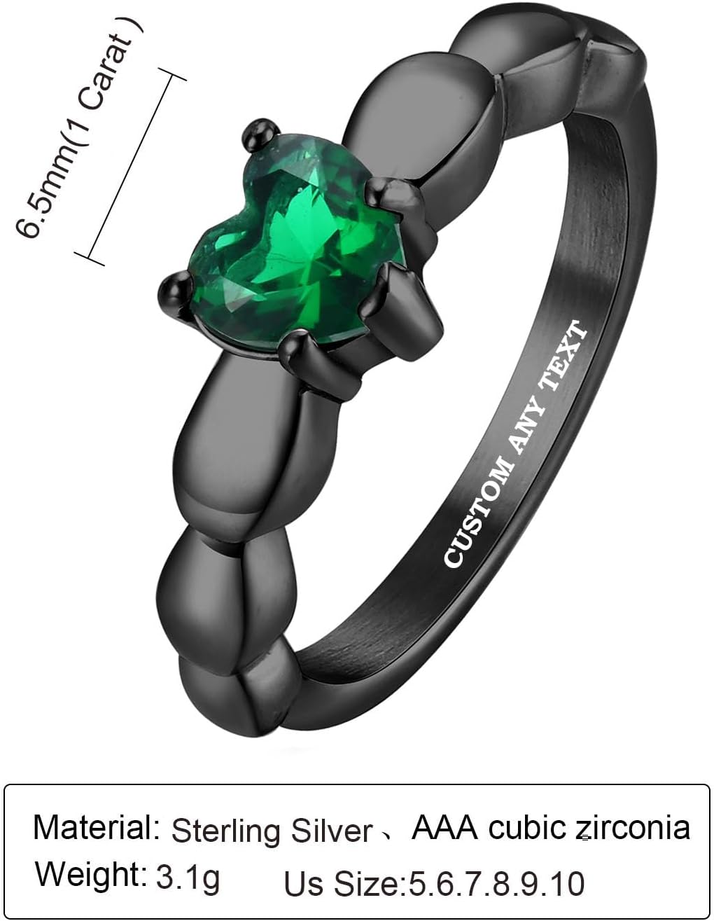 Couple Rings Set Promise Rings for Him and Her Customizable Engagement rings for Couples Matching Wedding Rings His and Hers Set Mens Wedding Bands Tungsten Green Heart Birthstone Rings for Women,Size 5-13