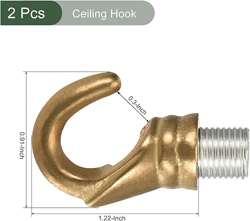 Miniatura 2 de YOKIVE 2 ganchos de techo de aleación M10, colgador de accesorios colgantes galvanizados  Lámpara de araña colgante, ideal para el hogar (tono