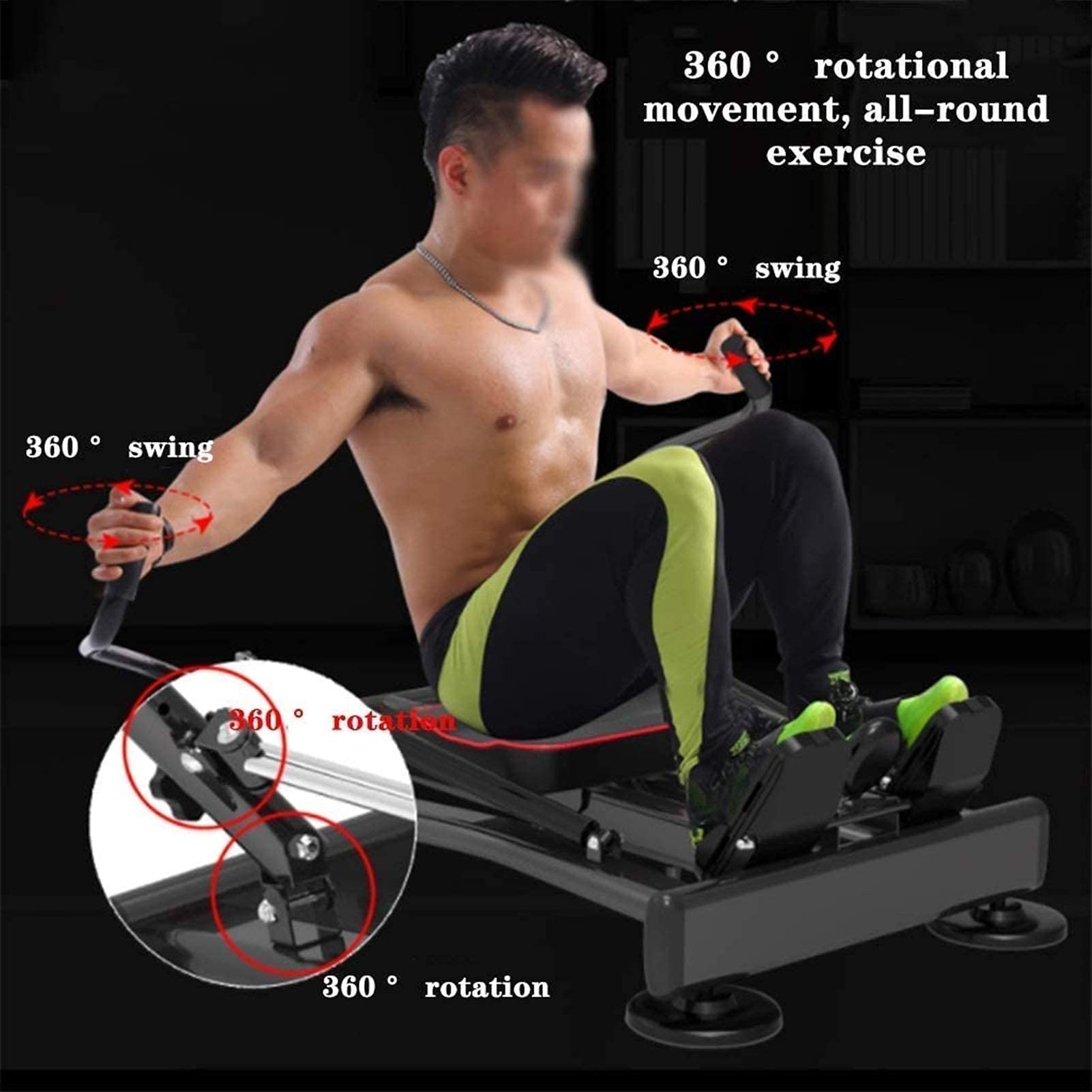 Rameur Multifonction hydraulique Domestique, rameur de Fitness réglable, équipement d'exercice de Fitness à Rotation de 360 degrés, entraînement Cardio et Musculation