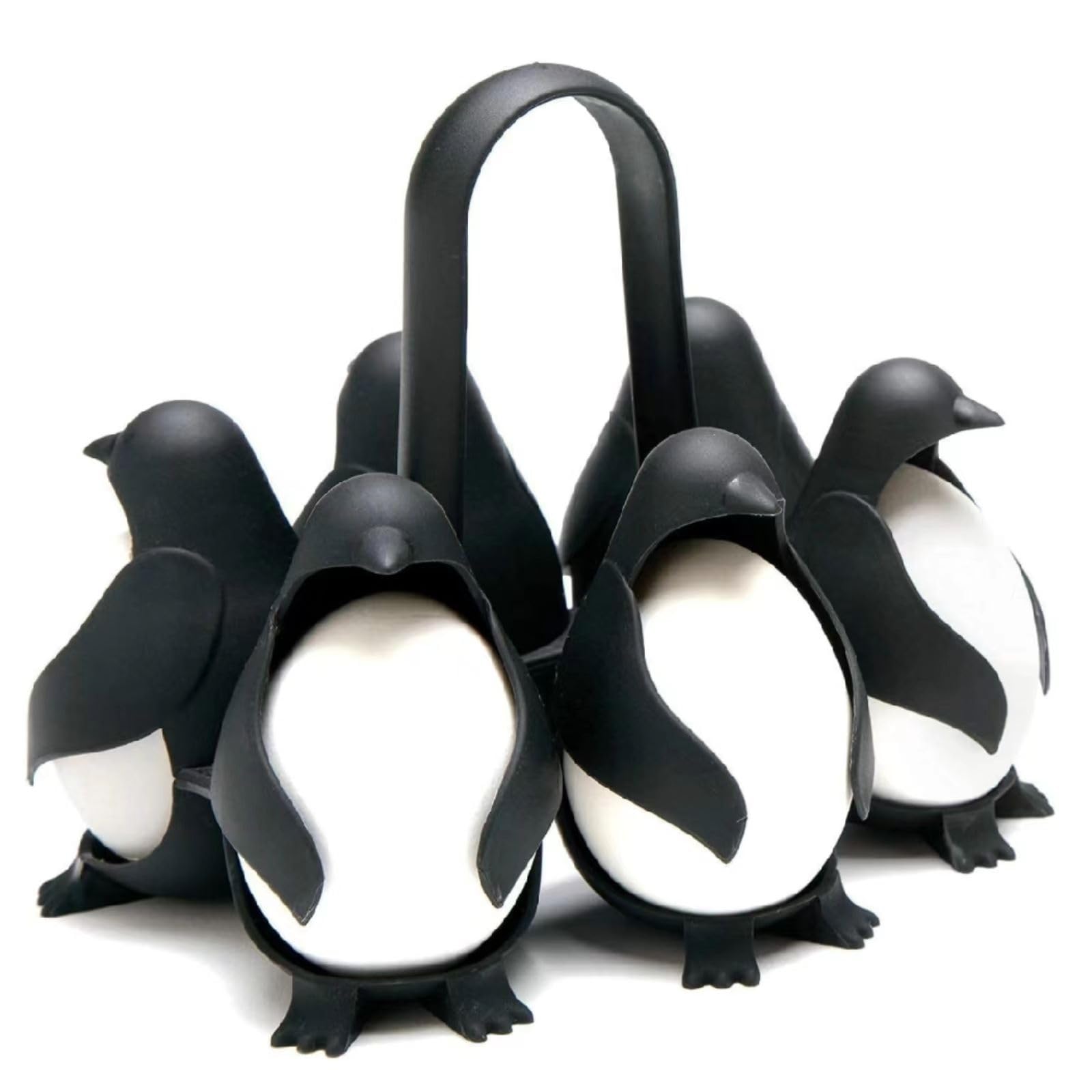 Arabest Egg 3-in-1 Cook, Store and Serve Egg Holder, Penguin-Shaped Boiled Egg Cooker for Making Soft or Hard Boiled Eggs, Holds 6 Eggs for Easy Cooking and Fridge Storage