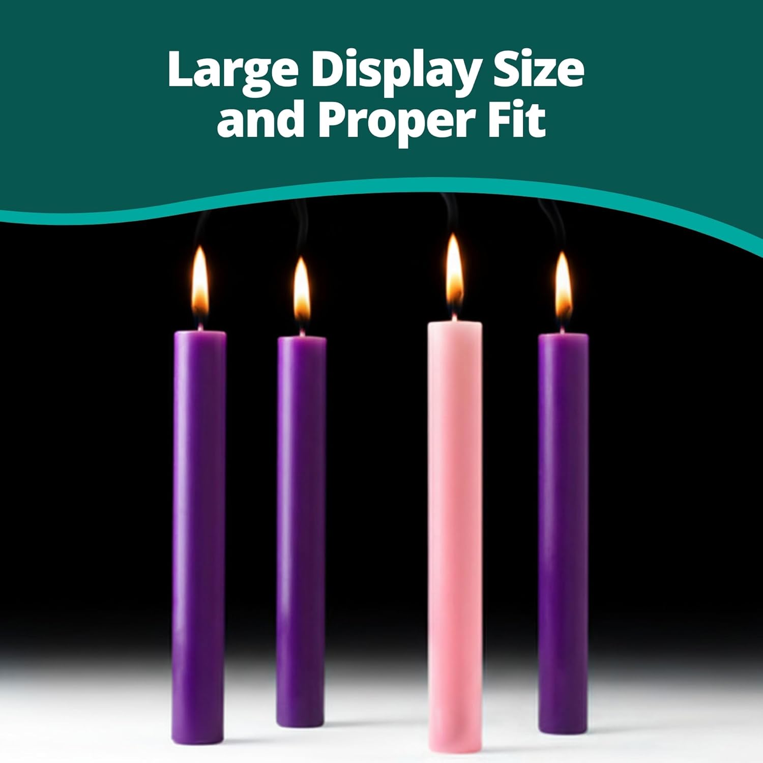 Concordia Supply Advent Pillar Candles 12" x 1.5", Stearin Wax Candlesticks for Religious Activity, Clean Burn Candles, Decorative Candle Sticks for Celebration & Occasion, 3 Purple, 1 Rose