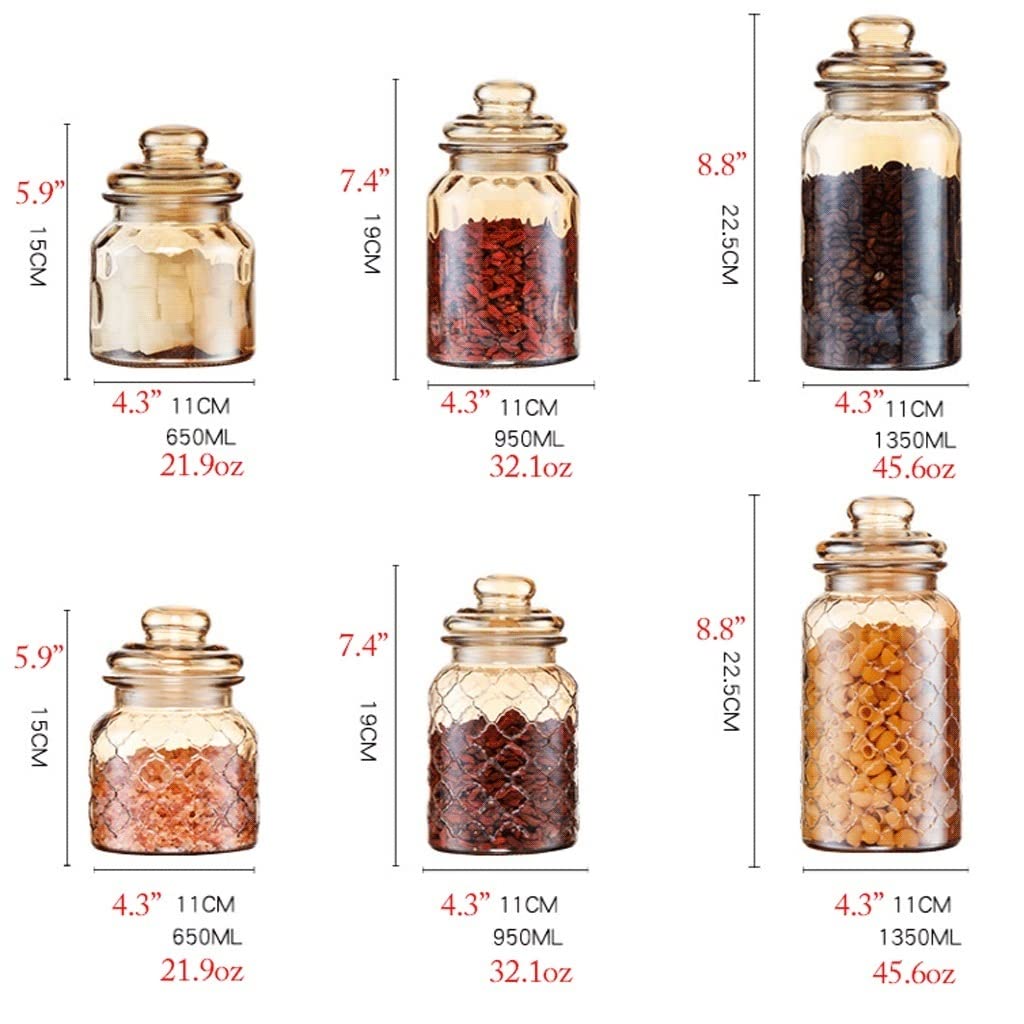 Conjunto de recipientes de 3, diseño Retro con Tapas de Vidrio herméticas, for frascos de Vidrio prácticos y duraderos y duraderos y duraderos. (tamaño : A)