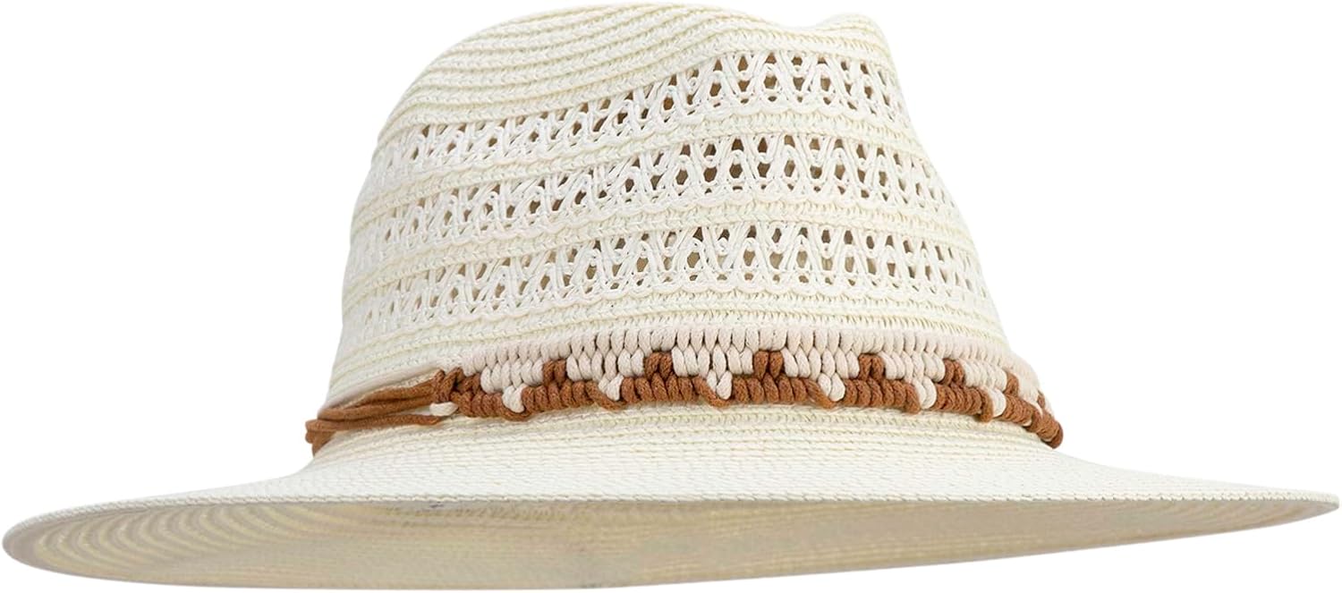 Jeanne Simmons Women's 3" Brim Straw Fedora Hat with Knotted Band