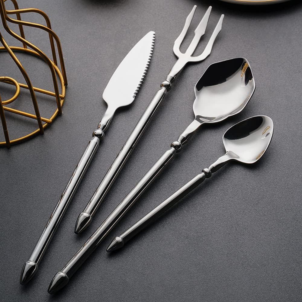 Silverware Set for 14 Durable 18/10 Stainless Steel Flatware Set Creative Styles 56 Piece Modern Cutlery Tableware Utensils Set for Home Kitchen Wedding Restaurant Knives forks and Spoons
