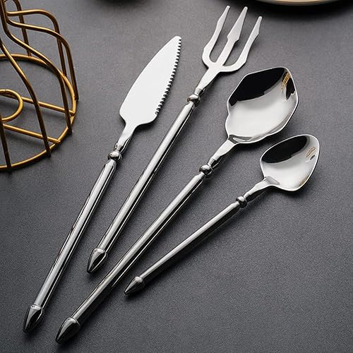 Miniatura 9 de Juego de cubiertos dorados para 6 cubiertos duraderos de acero inoxidable 1810 estilos creativos 24 piezas juego de cubiertos modernos para el hogar