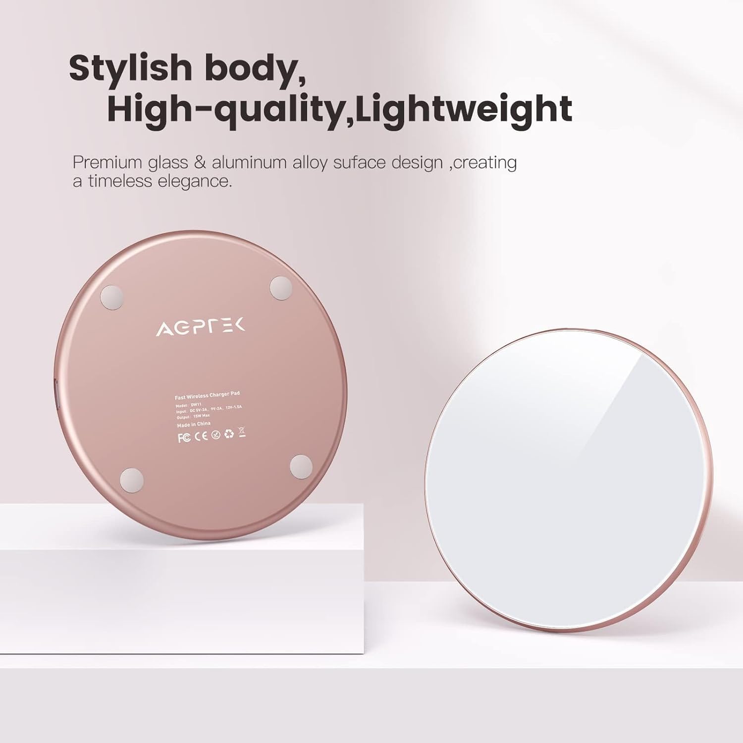 Back view of the AGPTEK wireless charger showing its stylish design