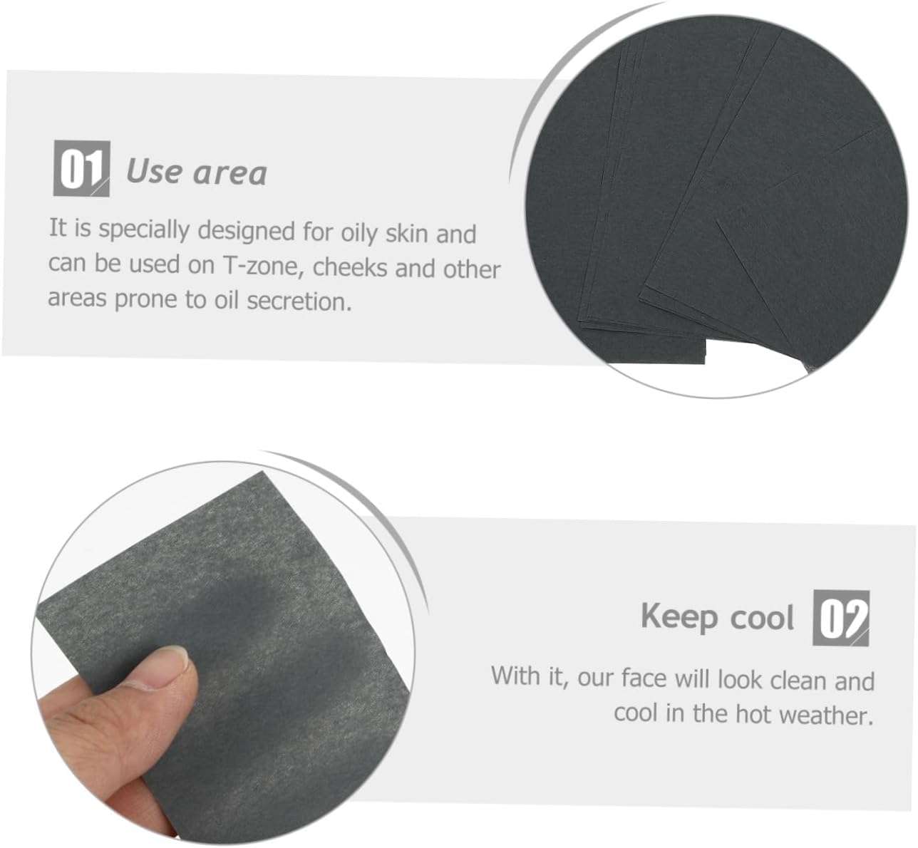 Ciieeo Charcoal Oil Control Facial Blotting Paper 2 Sets 200 Sheets Natural Oil Absorbing Tissue for Oily Skin Makeup Friendly Revitalizing Face Care