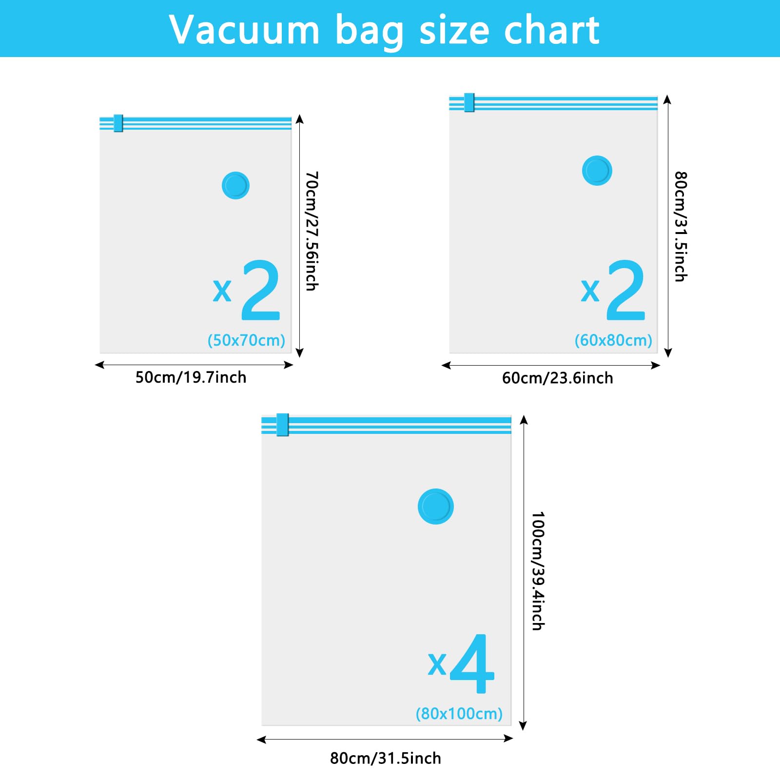 Vacuum Storage Bags, 8 Pack Reusable Strong Space Saver Compression Bags - Image 2