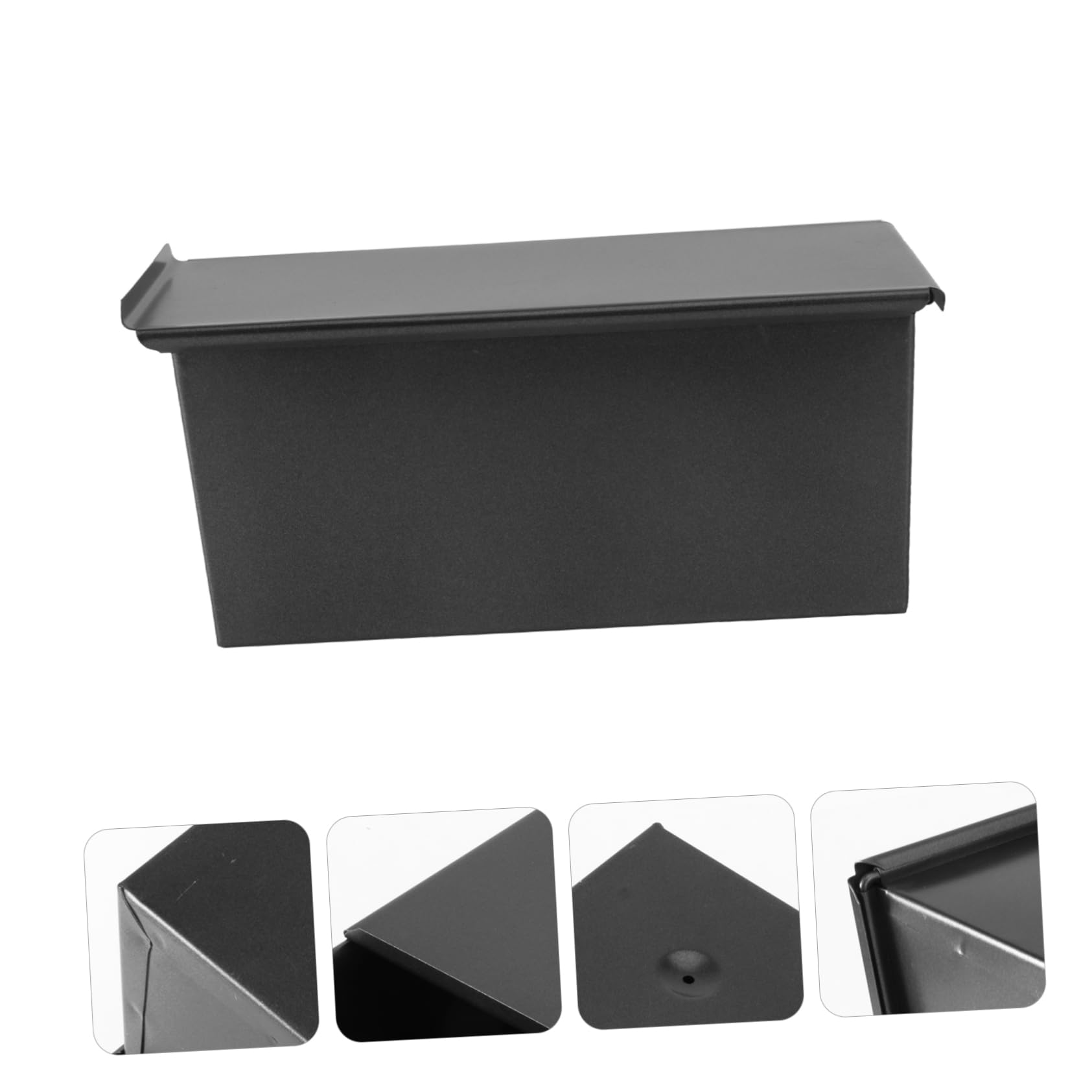 Luxshiny Teglia Pane con Coperchio 450g in Acciaio Inox Nera Antiaderente | Uso Domestico, Conduzione del Calore, Formato per Pane in Cassetta e Toast