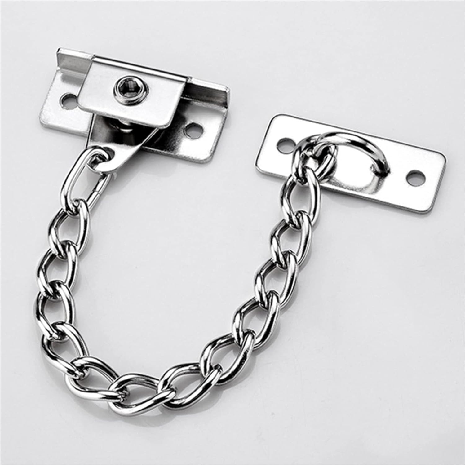 Chain Locks for Inside Door, Stainless Steel Window Chain Lock Guard Door Limiter Safety Security Chain Lock with Key Latch (Color : Black) (Color : Silver)