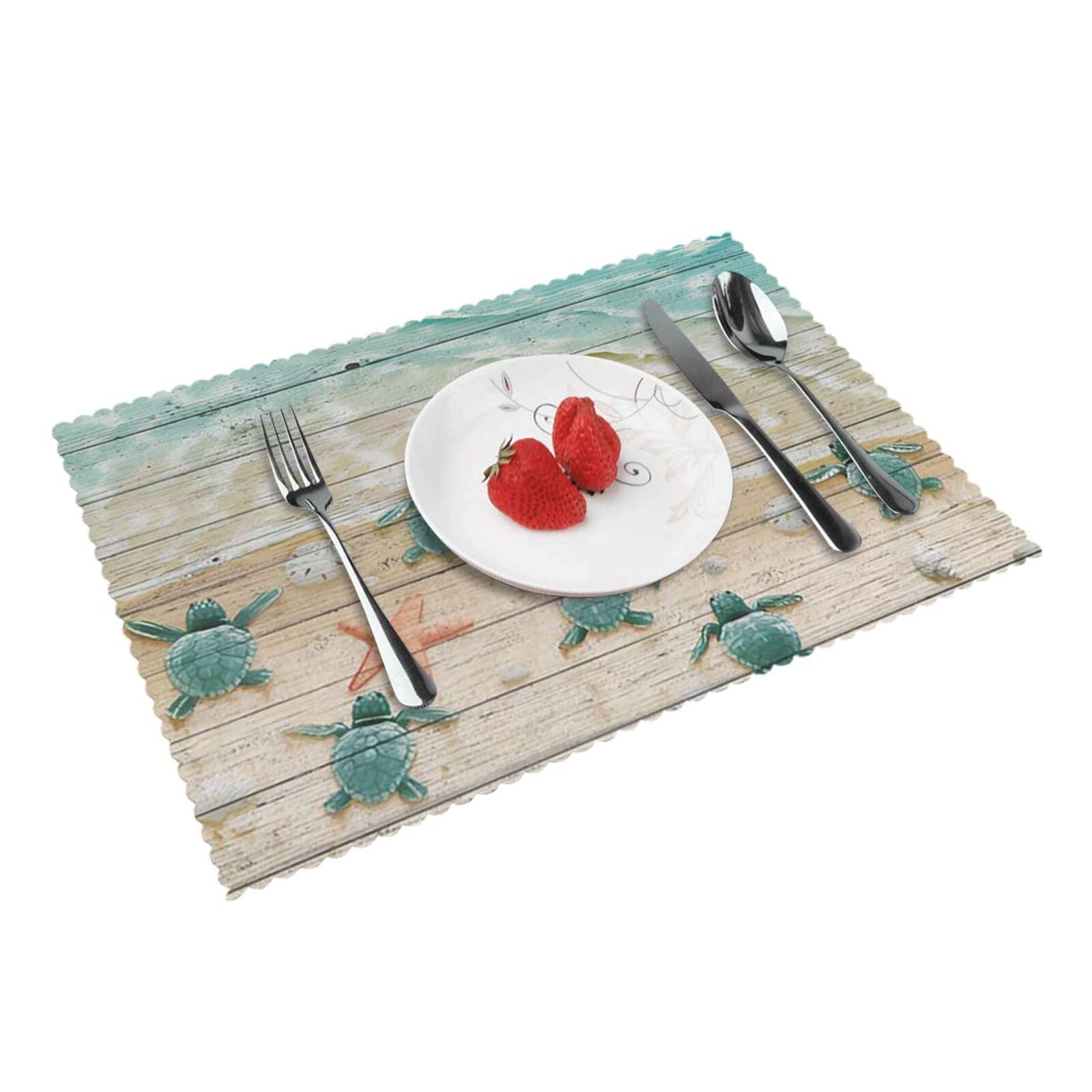 Sea Turtle Printed Placemats Set of 4 PCS Washable Placemat for Kitchen Table Heat-resistant Table Mats 45x30 CM