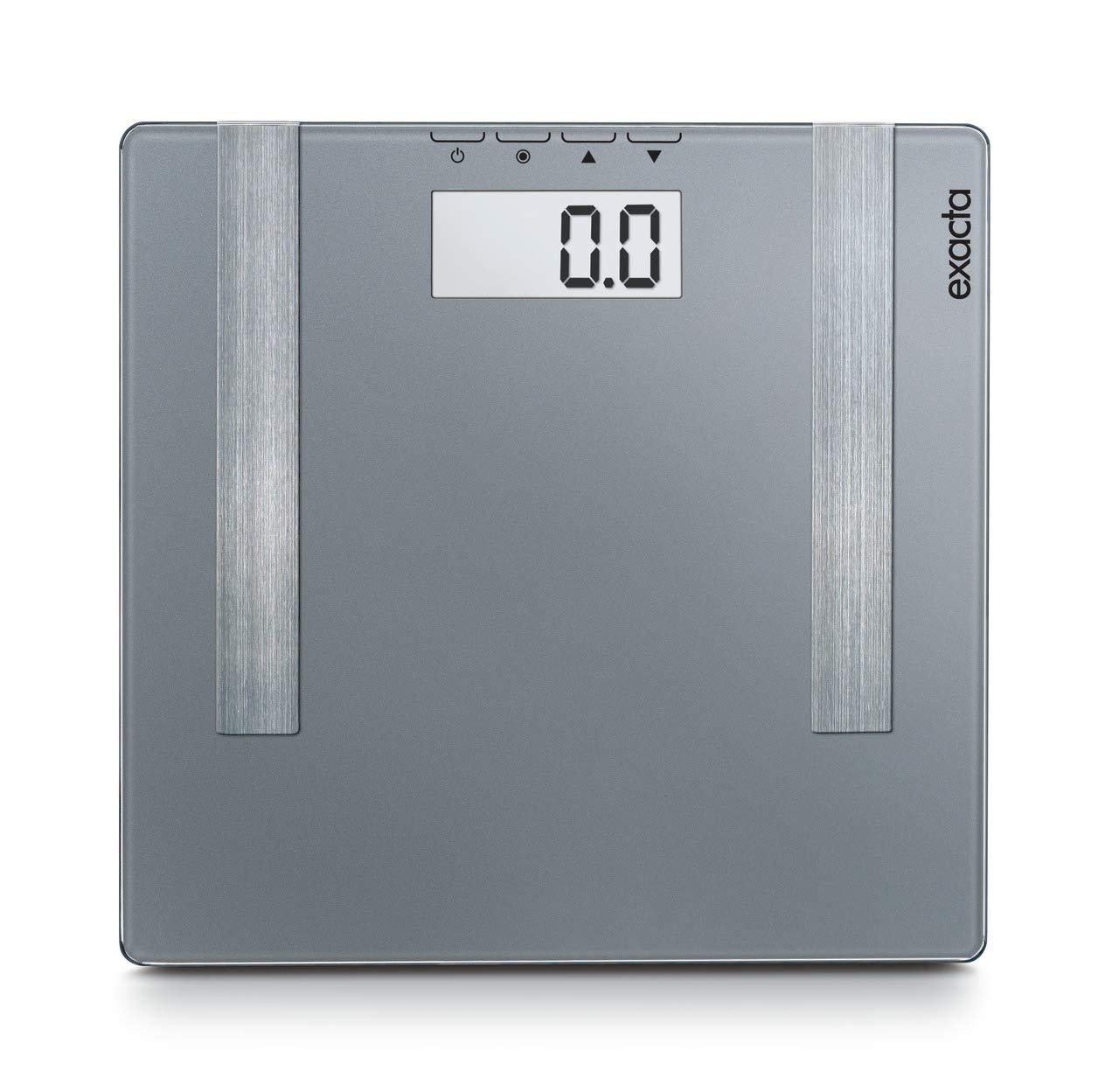 Exacta Digitale Personenwaage Premium mit Ein- und Ausschaltfunktion, Körperwaage mit praktischer LCD-Anzeige, Waage ermittelt Gewicht, Körperfett und Wasseranteil