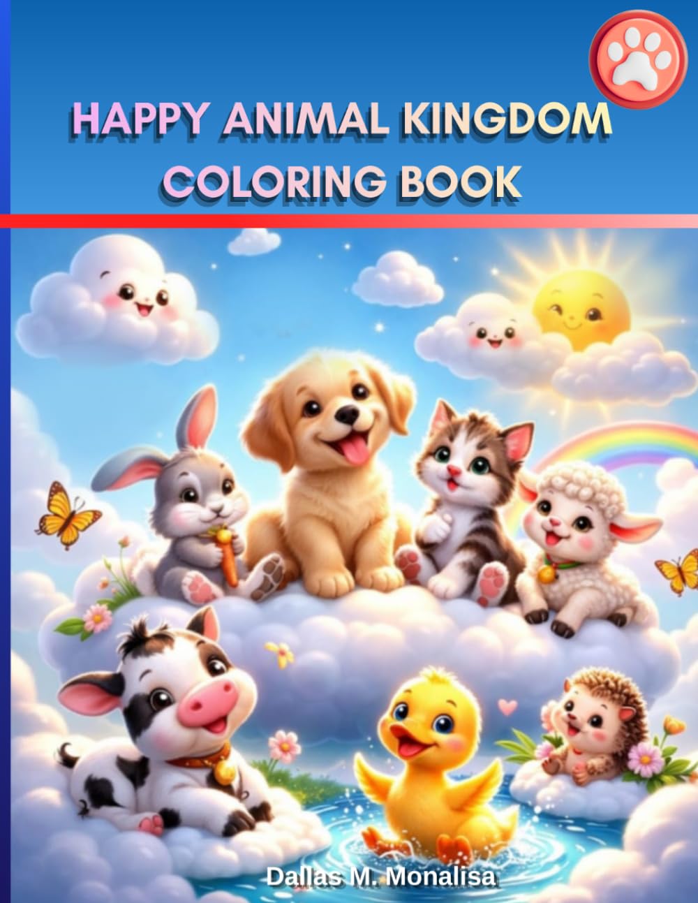 Happy Animal Kingdom Coloring Book: Easy and Cute Animal Coloring Pages for Kids. Fun Wildlife, Pets, and Jungle Animals for Relaxation and Creativity